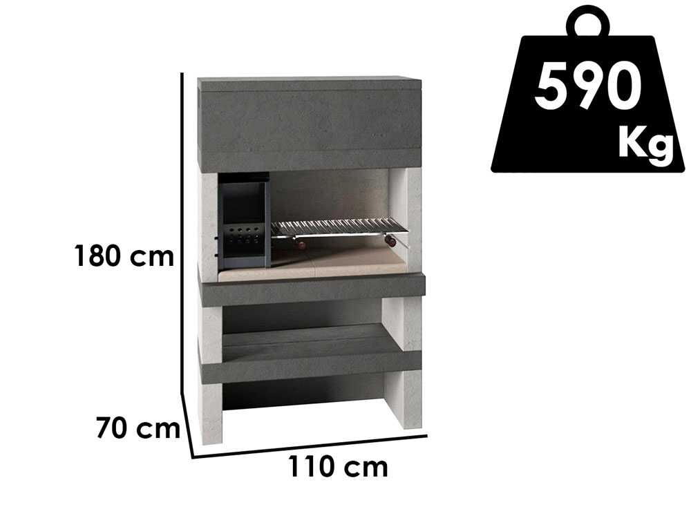 Edilmark KUBO - Grillkamin für Holz und Holzkohle - Feuerstelle links