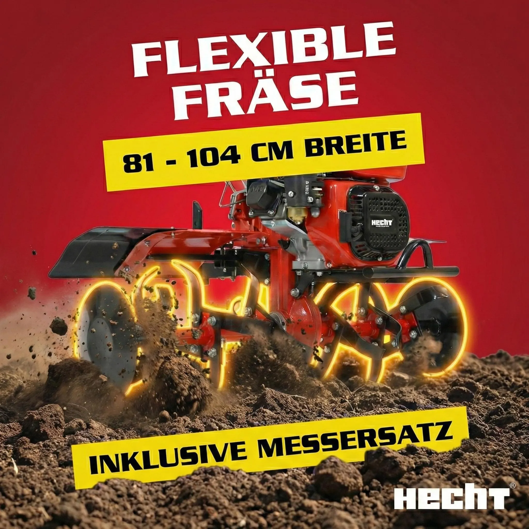 HECHT 7100 Motorhacke Benzin | mit Anhänger | Kupplung | Räder | 104 cm Arbeisbtreite | 7 PS – Bild 10
