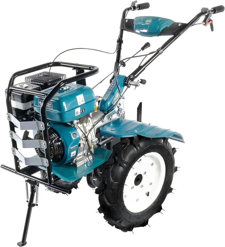Könner & Söhnen KS 9HP-1350G-3 Benzin Bodenhacke mit Direktantrieb,gartenfräse, geschmiedete Säbelfräsen,3 Vorwärtsgänge, Rückwärtsgang, ≤134 cm