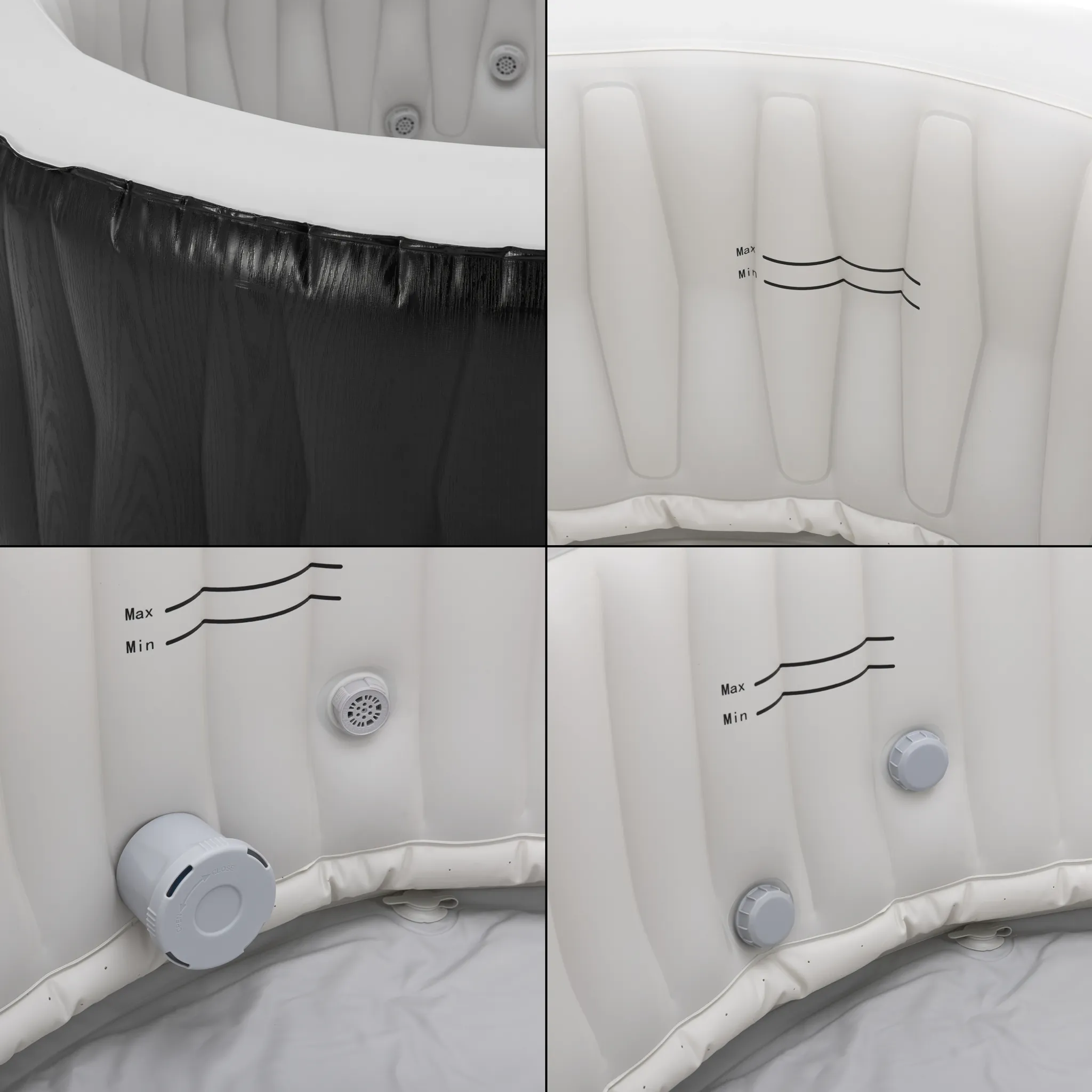 Outdoor Whirlpool aufblasbar ‘Carbone’ für 3 Personen beheizt 165 x 70 cm Schwarz – Bild 7