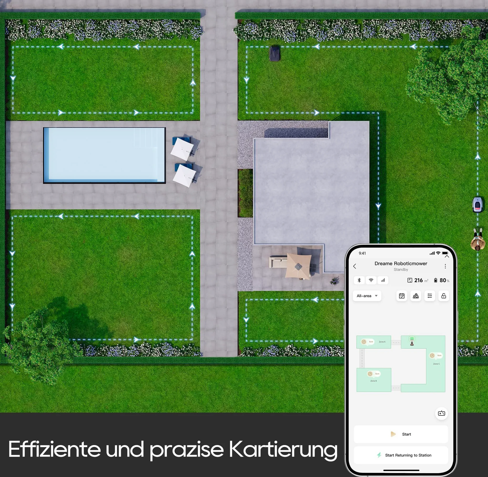 Dreame Intelligent Mähroboter A1, Rasenmäher Roboter, App-Steuerung, OmniSense-Technologie, Intuitives Bereichsmanagement, Intelligente Hindernisverme – Bild 6