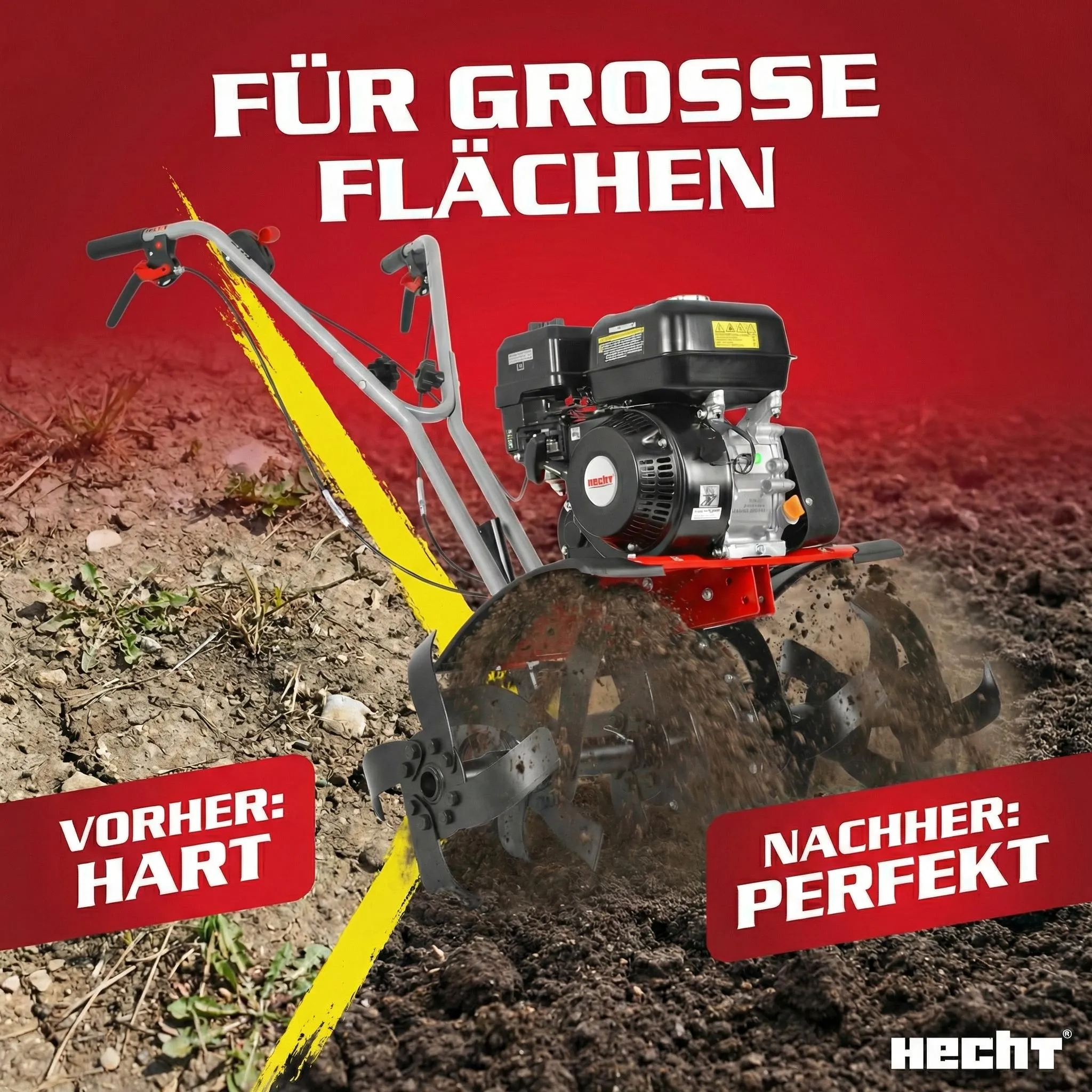 HECHT 785 Motorhacke Benzin | 32-84 cm Arbeitsbreite | 32 cm Arbeitstiefe | 6,5 PS | 4,5 kW | 196 cm³ – Bild 5