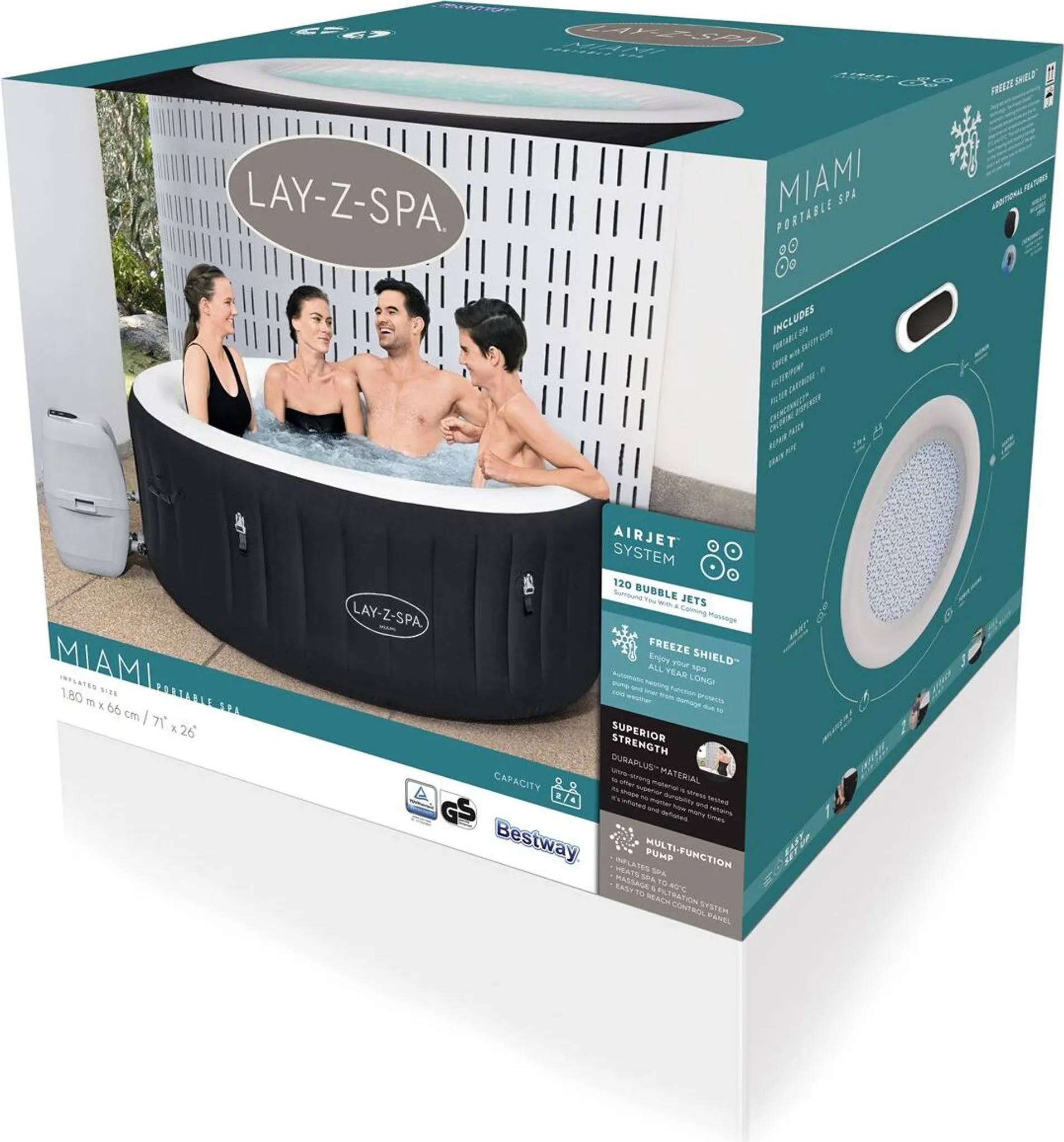 Bestway® LAY-Z-SPA® Whirlpool Miami AirJet™ Ø 180 x 66 cm, rund – Bild 4