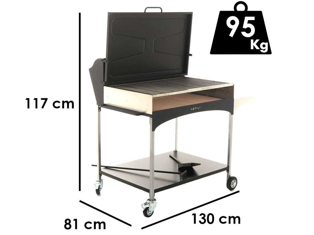 Famur BK 10 Elite - Holzkohle- und Holzkohlebrikett- Grill 2 in 1 - Gitter mit 8 mm-Drehgrillstäben