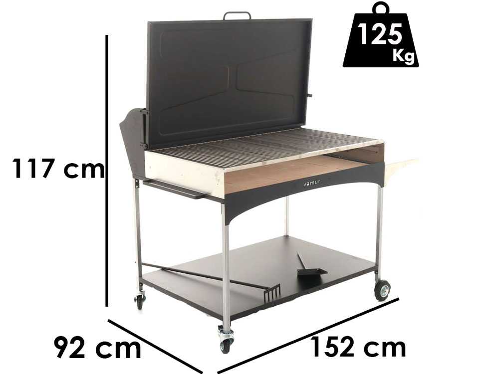 Famur BK 12 Elite - Holzkohle- und Holzkohlebrikett- Grill 2 in 1 - Gitter mit 8 mm-Drehgrillstäbe