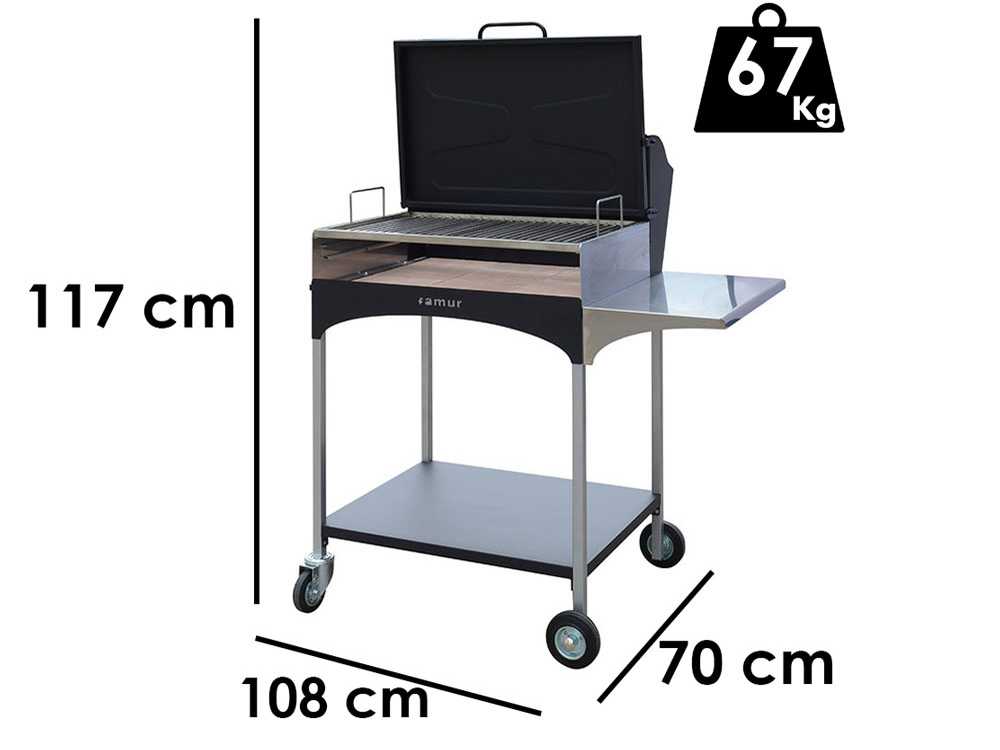 Famur BK 8 ELITE - Grill 2 in 1 zum Grillen mit Holz oder Kohle