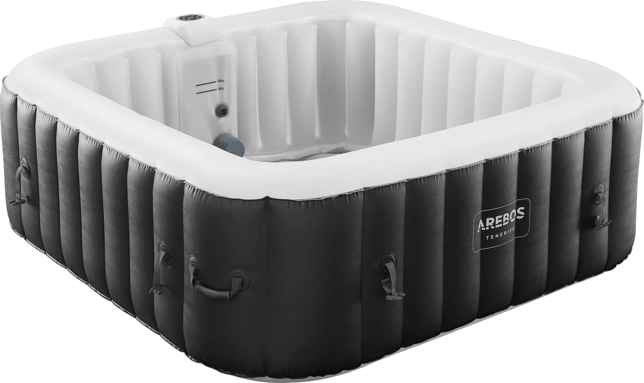 AREBOS Whirlpool 2400W | Aufblasbarer 185x185 910 L | 6 Personen | LED & 130 Düsen – Bild 9