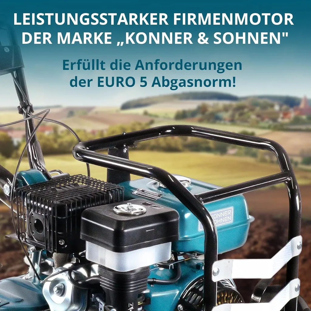 Könner & Söhnen KS 9HP-1350G-3 Benzin Bodenhacke mit Direktantrieb,gartenfräse, geschmiedete Säbelfräsen,3 Vorwärtsgänge, Rückwärtsgang, ≤134 cm – Bild 3