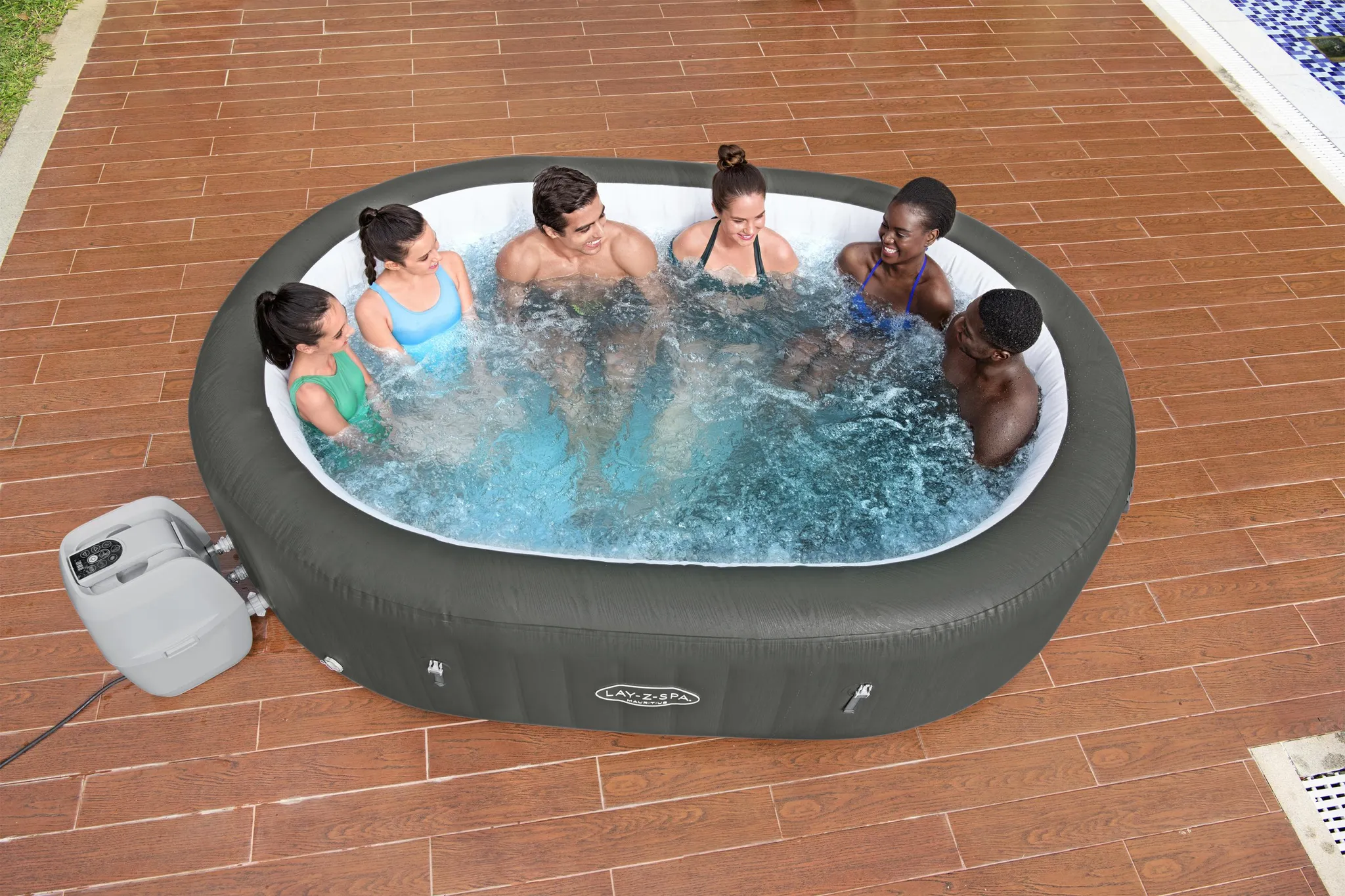 Bestway® LAY-Z-SPA® XXL WLAN-Whirlpool Mauritius AirJet™ 270 x 180 x 71 cm, oval – Bild 10