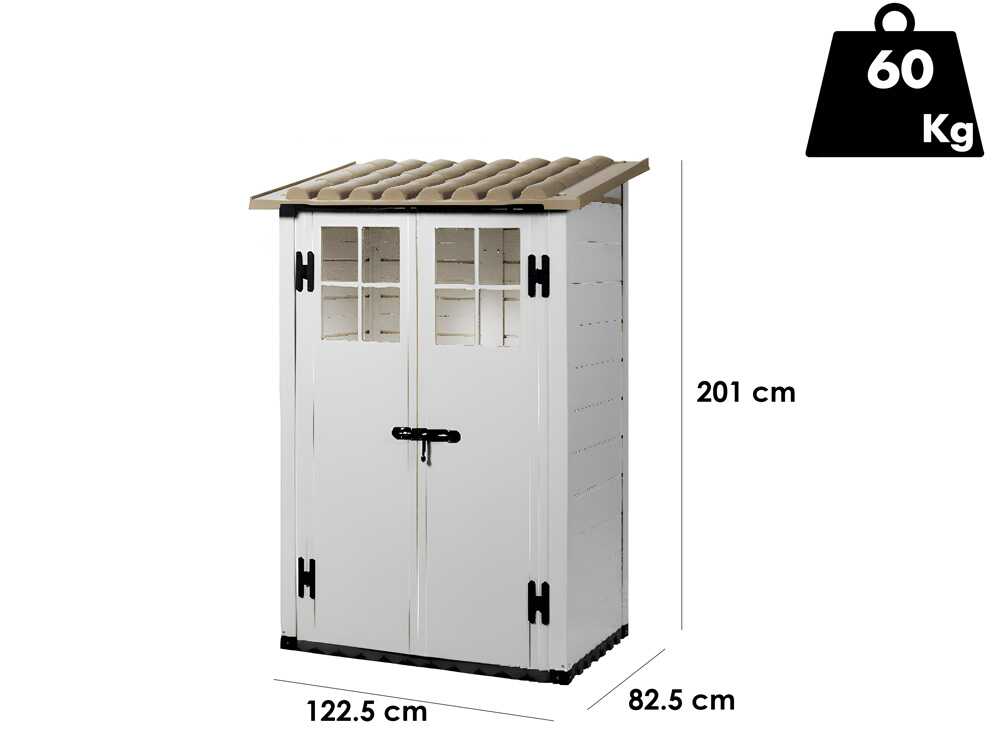 Garofalo Tuscany Evo 100 – Gartenhaus – Mit Fenstern und Doppelflügeltür – 122,5 x 82,5 x 201 cm – Bild 2