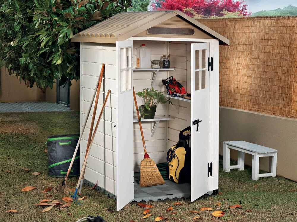 Garofalo Tuscany Evo 120 - Gartenhaus - Mit Fenstern und Doppelflügeltür - 122.5x122.5x214 cm