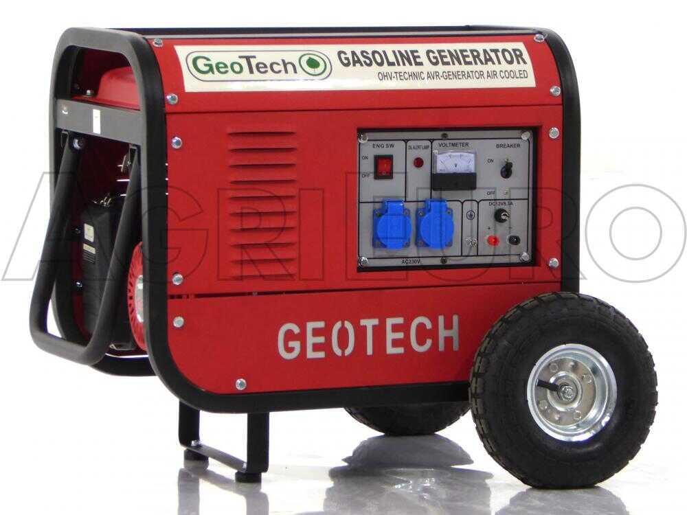 GeoTech GGSA3000 - Benzin-Stromerzeuger mit Rädern mit AVR-Regelung 2.7 kW - Dauerleistung 2.5 kW - 230V