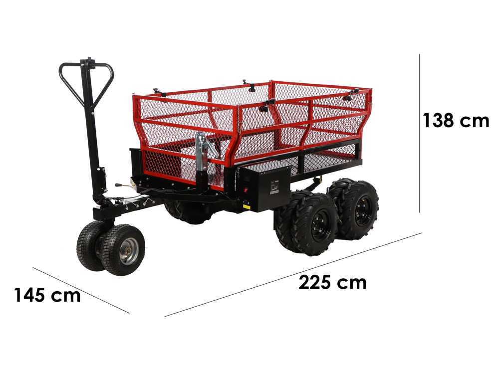 GeoTech-Pro E-Truck 600 - Batteriebetriebene Schubkarre mit Anhänger - Akku 48V 15Ah