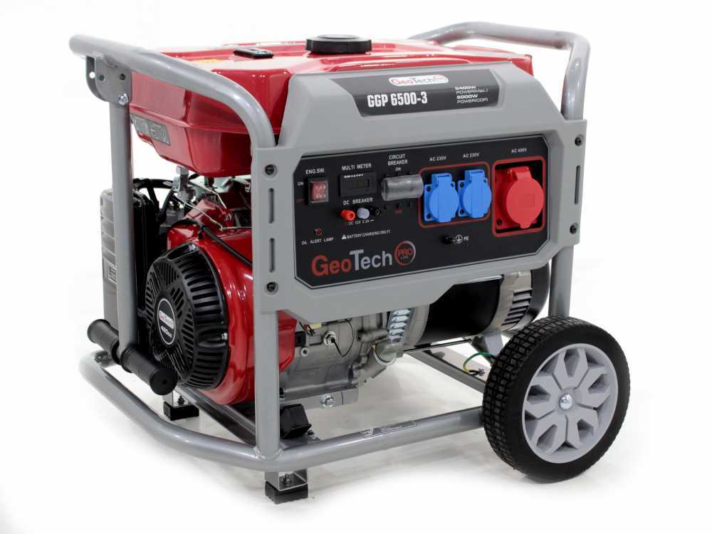GeoTech-Pro GGP 6500-3 – Stromerzeuger mit Rädern und AVR 5,5 kW – Dauerleistung 5 kW dreiphasig