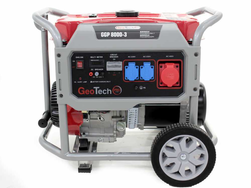 GeoTech Pro GGP 8000-3 - Benzin-Stromerzeuger mit Rädern und AVR-Regelung 6.6 kW - Dauerleistung 6 kW - 400V – Bild 4