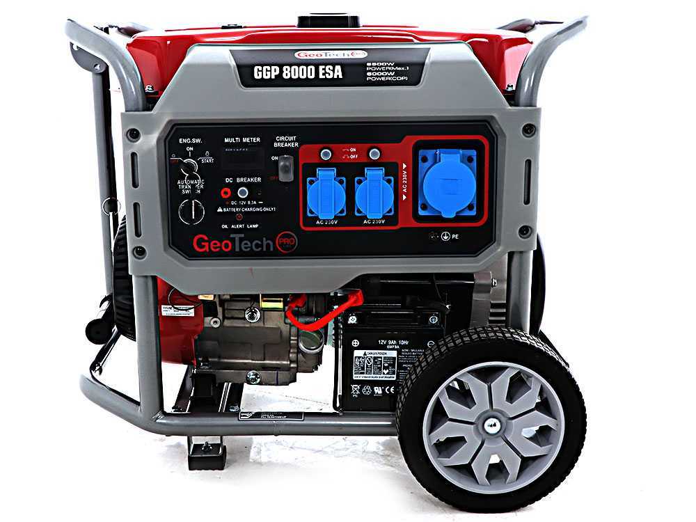 GeoTech Pro GGP 8000 ESA - Benzin-Stromerzeuger mit Rädern und AVR-Regelung und Elektrostarter 6.5 kW - Dauerleistung 6 kW - 230V – Bild 4