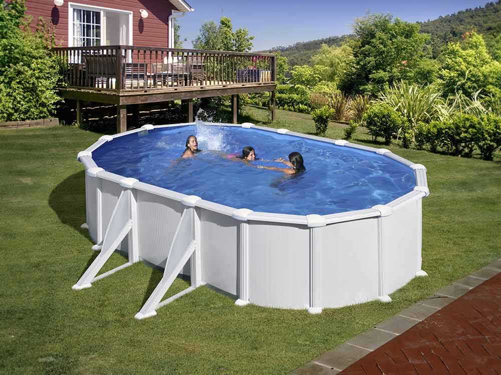 Gre Atlantis Oval 610x375x120cm - Stahl-Außenpool - Aqualoon-Filter