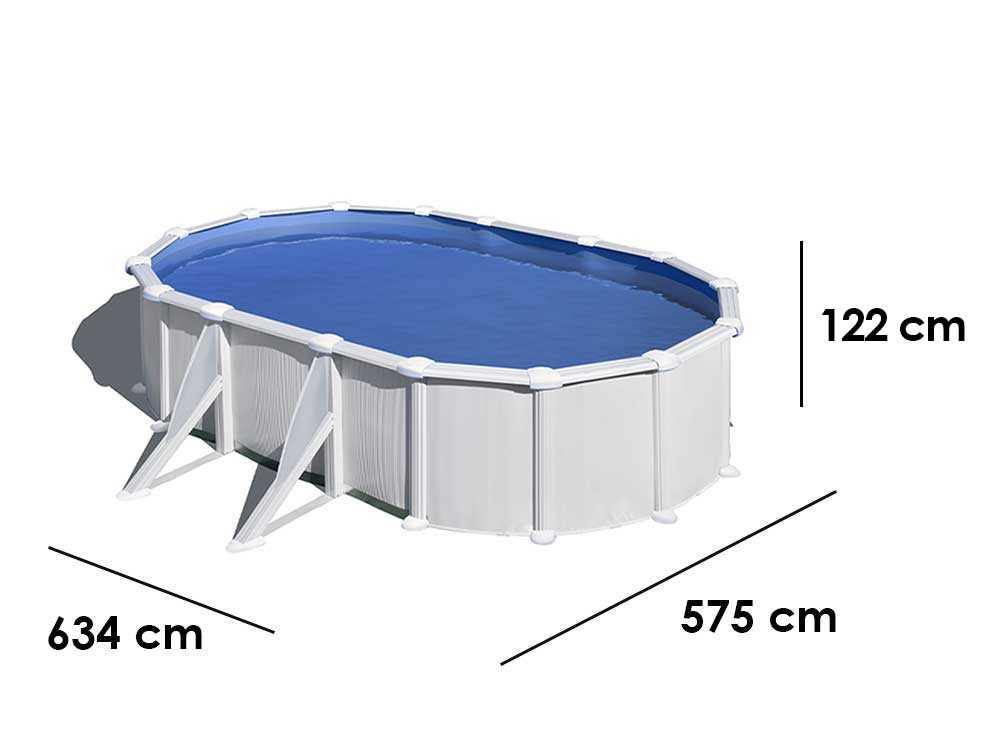 Gre Atlantis Oval 610x375x120cm - Stahl-Außenpool - Aqualoon-Filter – Bild 3