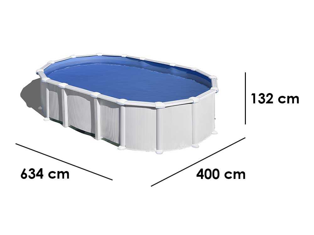 Gre Haiti Oval 610x375x132cm - Oberirdischer Stahlpool - mit unterirdischen Stäben