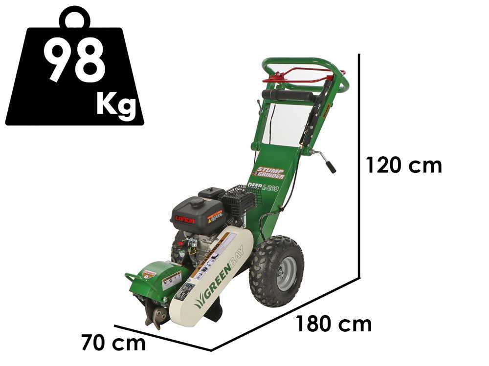 GreenBay Deep L-200 - Baumstumpffräse - Loncin-Motor 196 ccm - Schneidegerät mit 8 Wolframkarbidhämmern