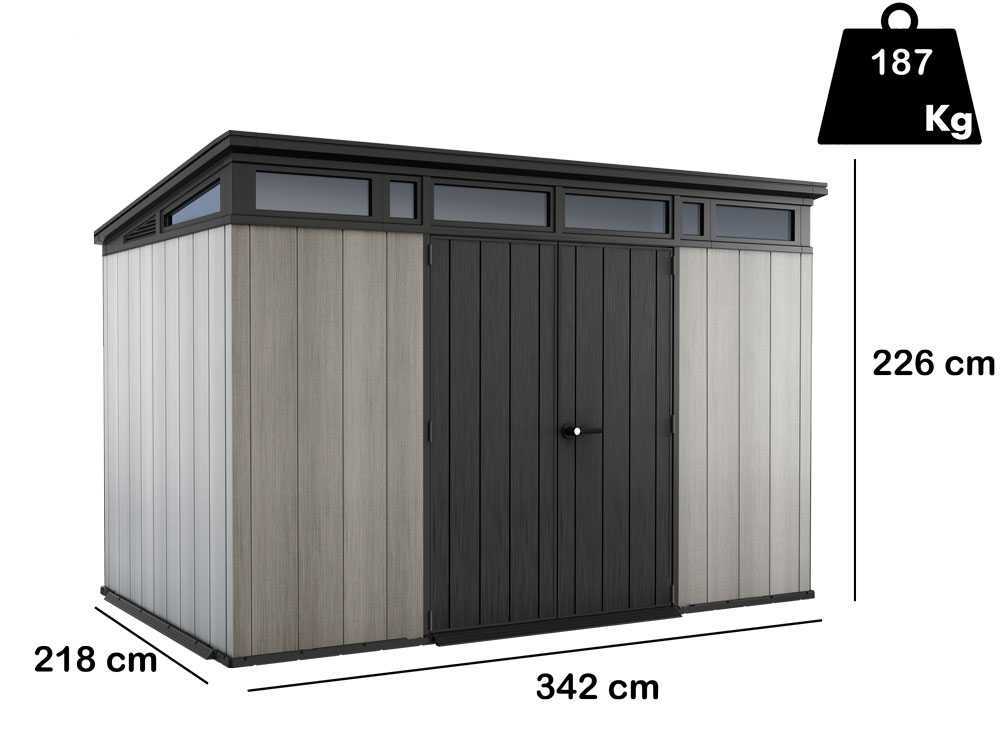 Keter Artisan grau - Gartenhaus - Mit Doppeltüren - - 342x218x226 cm