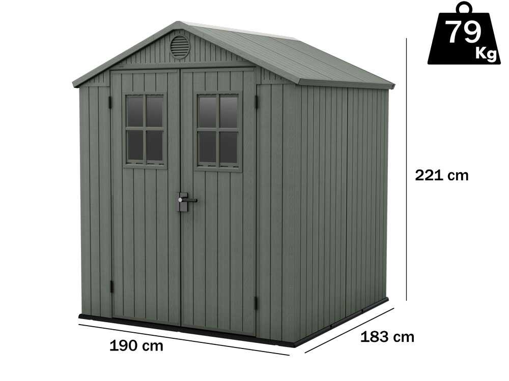 Keter Darwin grün - Gartenhaus - mit Frontfenstern - 190x183x221 cm