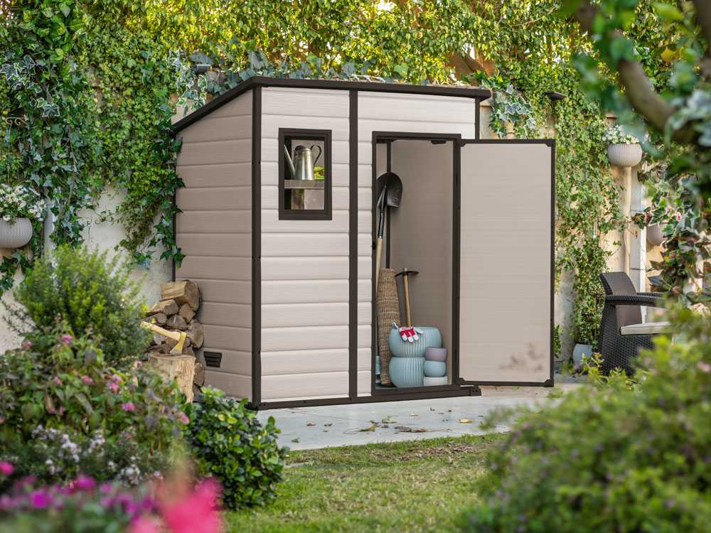 Keter Manor Pent beige - Gartenhaus - Mit Frontfenster - 183.5x111x200.5 cm – Bild 3