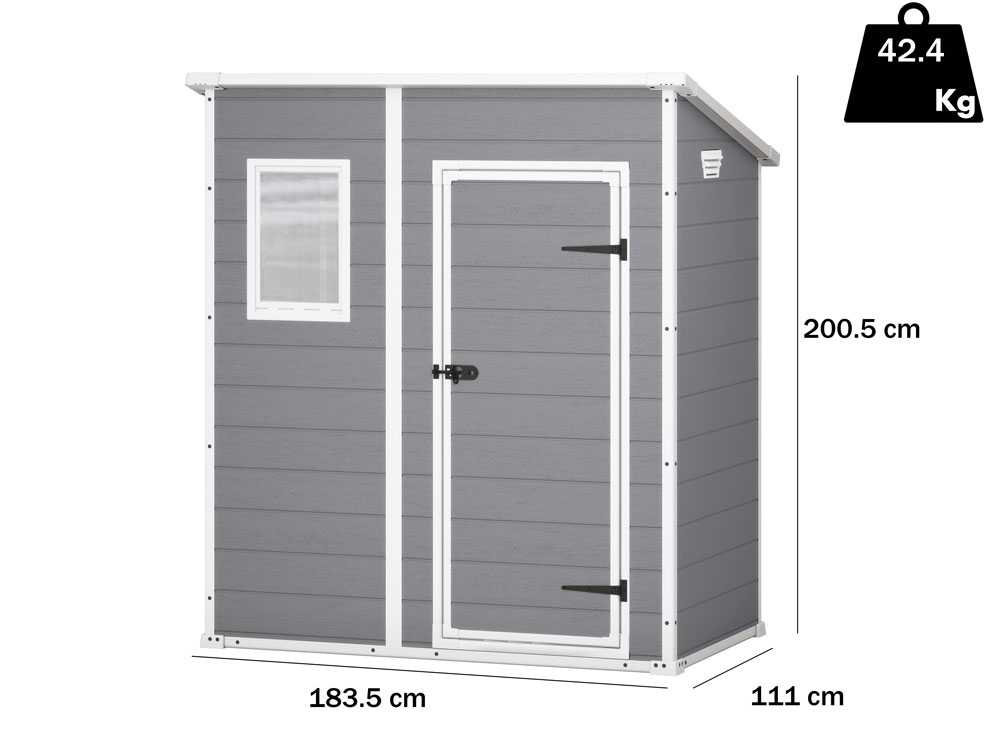 Keter Manor Pent grau - Gartenhaus - mit Seitenfenster - 183.5x111x200.5 cm