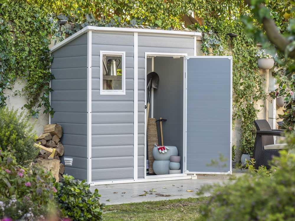 Keter Manor Pent grau - Gartenhaus - mit Seitenfenster - 183.5x111x200.5 cm – Bild 3
