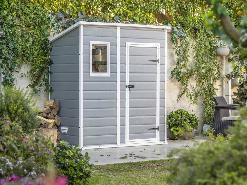 Keter Manor Pent grau - Gartenhaus - mit Seitenfenster - 183.5x111x200.5 cm – Bild 4