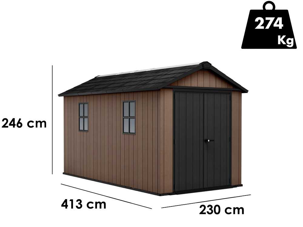Keter Newton plus 7513/1375 - Gartenhaus - Mit Doppeltür und Fenstern - 230x413x246 cm – Bild 3