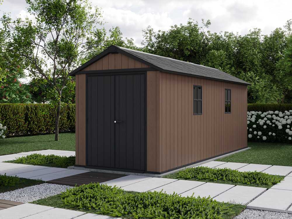 Keter Newton plus 7517/1775 - Gartenhaus - Mit Doppeltür und Fenstern - 230x539x246 cm