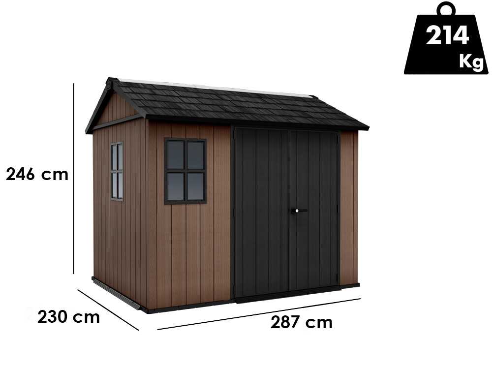 Keter Newton plus 759/975 - Gartenhaus - Mit zweiflügeliger Tür und Fenstern - 230x287x246 cm – Bild 4