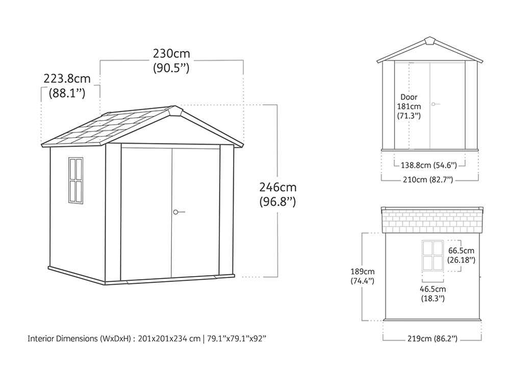 Keter Signature Walnut 757/775 - Gerätehaus - Mit Fenstern - 230 x 223 x 246 cm – Bild 4
