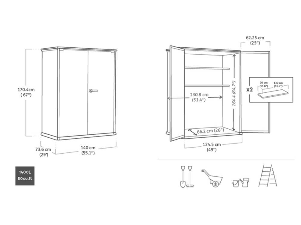 Keter Signature Walnut – Gartengeräteschrank – 140×73×170 cm – Bild 4