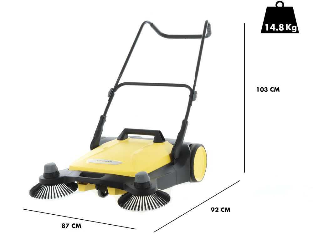 Kärcher S 6 Twin - Handkehrmaschine mit höhenverstellbarer Bügel mit Fangkorb - mit 38 L Kehrgutbehälter