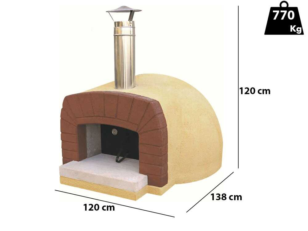 Linea VZ Etna - Holzbackofen für den Aussenbereich - mit Ø 85 cm Kochfläche - 3 Pizzen