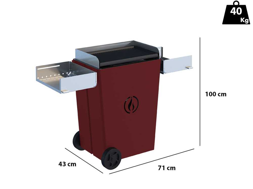 Linea VZ Party rot - Pelletgrill mit Pyrolyse-Technologie auf Rädern