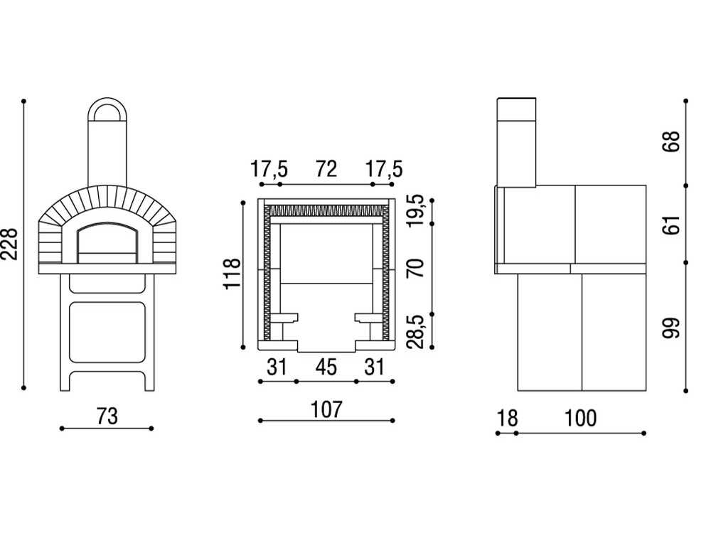 Linea VZ Portici - Holzbackofen für draußen aus Beton - Backfläche 72x70 cm – Bild 3