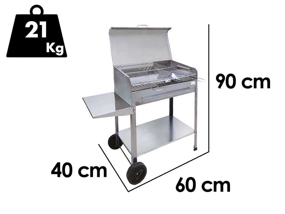 Mille Achille Medium - Handgefertigter Holzkohlegrill aus Edelstahl - 57,5x37cm