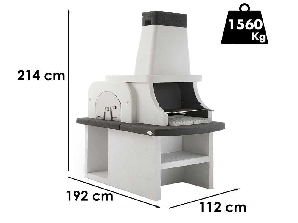 Palazzetti Bastia - Kombi-Grillkamin mit Holzbackofen aus Betonstein