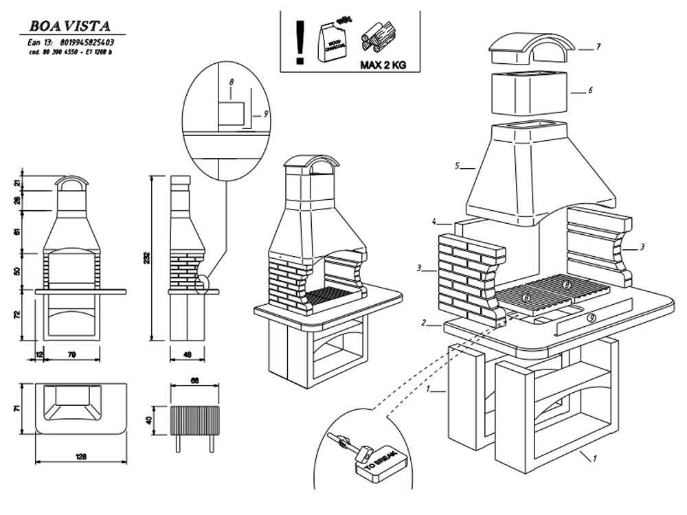 Palazzetti Boavista - Grillkamin aus Beton- Grillrost 68x40 cm – Bild 4