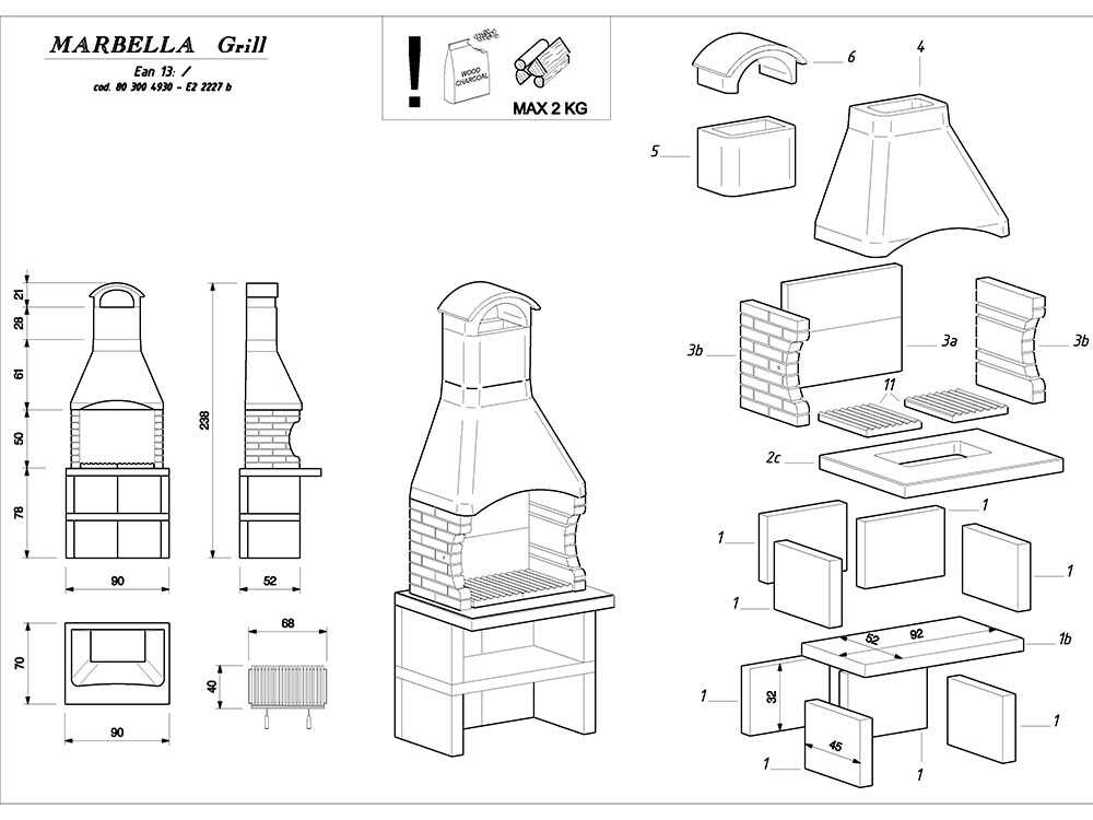 Palazzetti Marbella - Modul-Grillkamin aus Beton - für Holz und Holzkohle – Bild 2