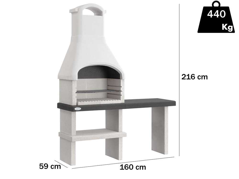Palazzetti Orlando - Grillkamin aus Beton für Holz und Holzkohle - mit Beistelltisch