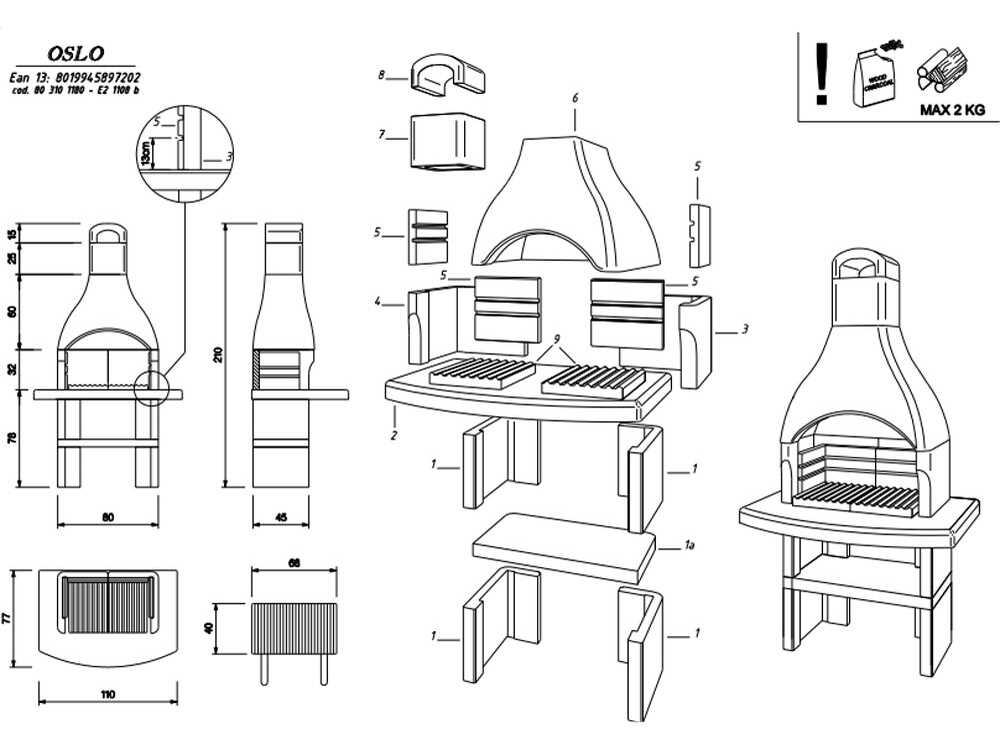 Palazzetti Oslo 2 - Grillkamin aus Beton - Grillrost 68x40 cm – Bild 4