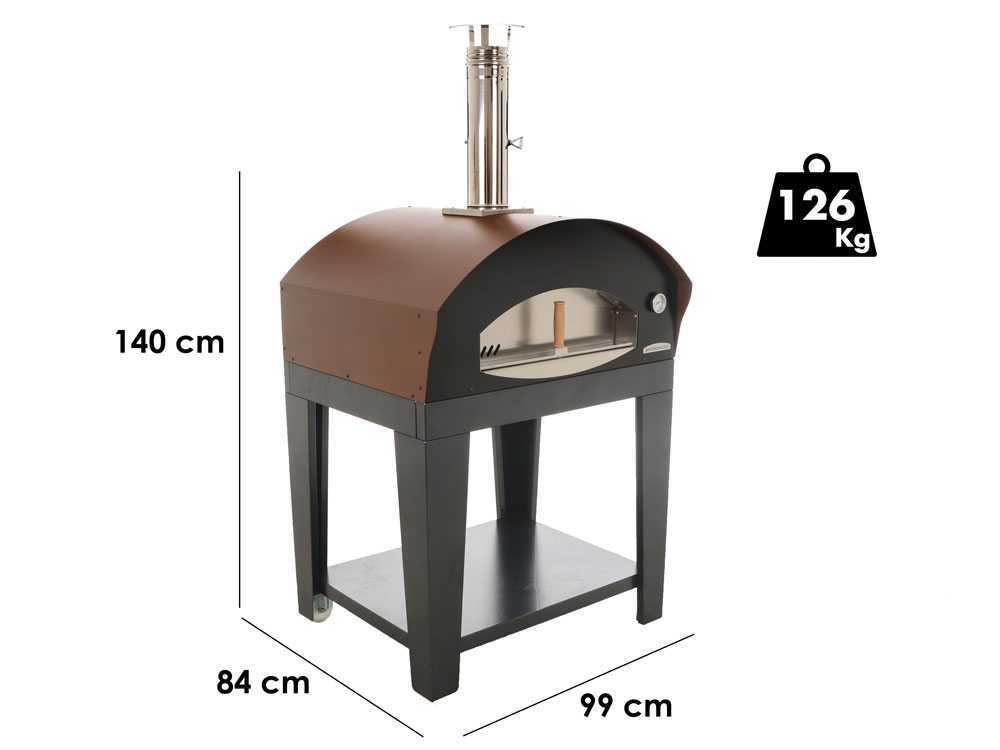 Rossofuoco Benni - Holzbackofen für den Außenbereich mit Wagen - braun