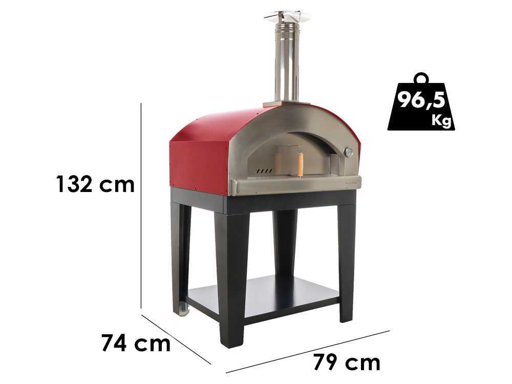 Rossofuoco Campagnolo - Holzbackofen für den Außenbereich mit Wagen - rot