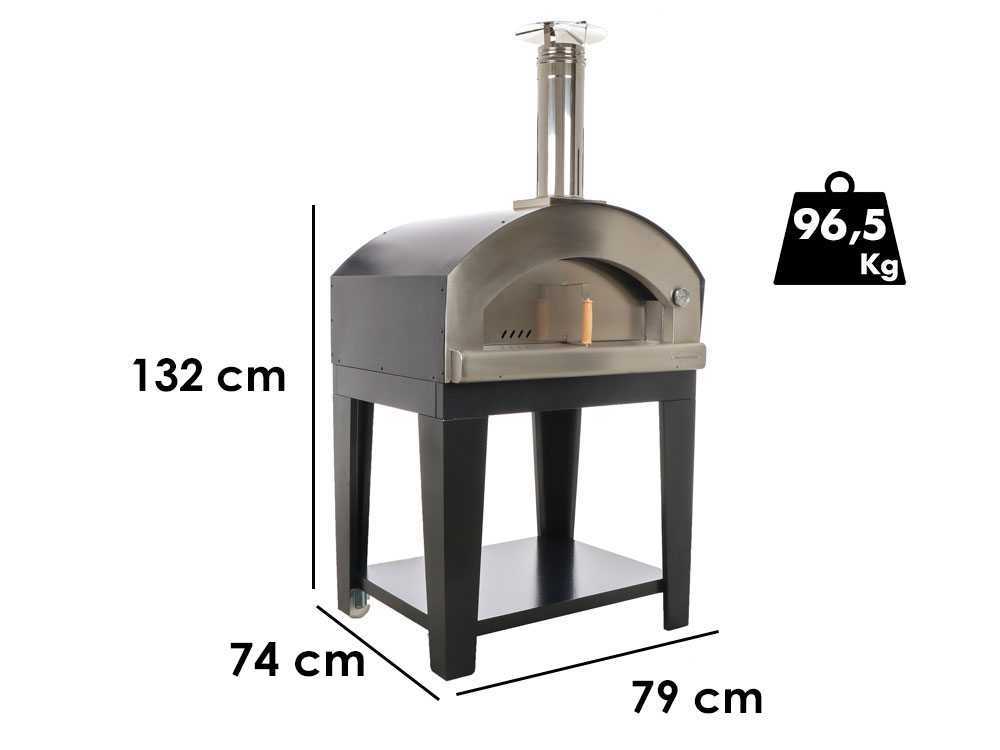 Rossofuoco Campagnolo - Holzbackofen für den Außenbereich mit Wagen- schwarz