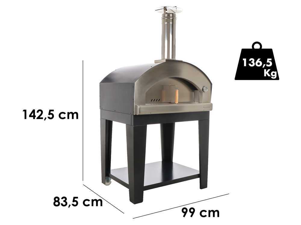 Rossofuoco Nonna Luisa - Holzbackofen für den Außenbereich mit Wagen - schwarz