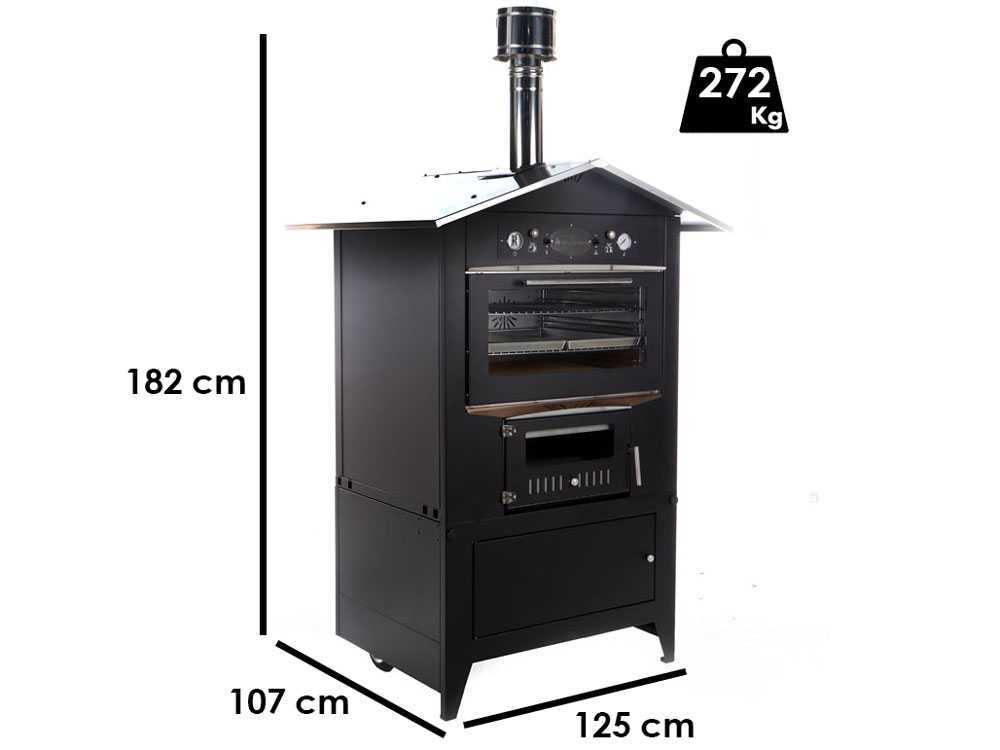 Rossofuoco Sedicinoni 80 - Holzbackofen für draußen - black